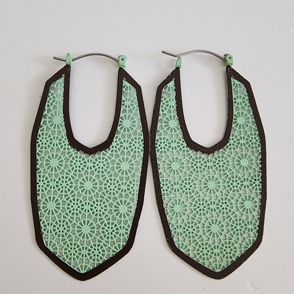 NWT Filigree Moroccan Mint Boho Pin Catch Earrings - Picture 3 of 8